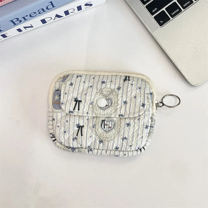 Blushimmer cute cartoon small travel cosmetic bag with lipstick, earphone, and card compartments, perfect for women’s makeup and accessories.