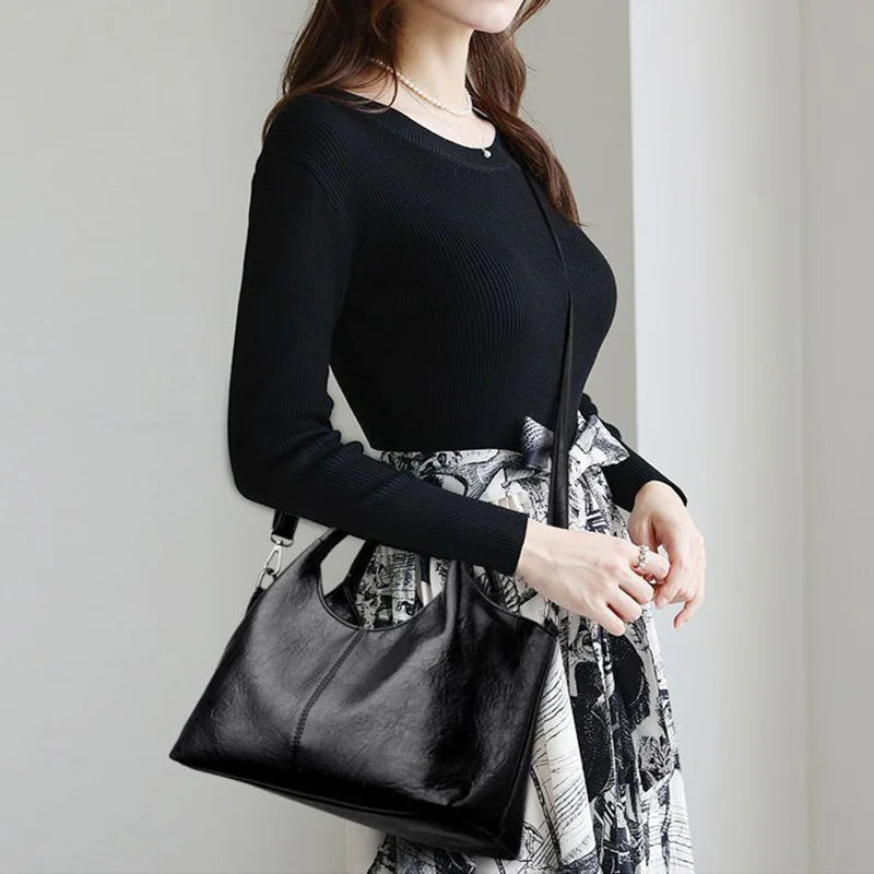 Fashionable Large Capacity Ladies Soft PU Leather Handbag Shoulder Bag Crossbody Bag Zipper Closure Multifunctional Women's Bag