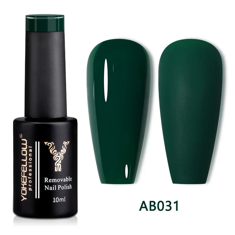 Blushimmer YOKEFELLOW 10ml translucent pink gel nail polish in a clear bottle, showcasing the gel's smooth, glossy texture.