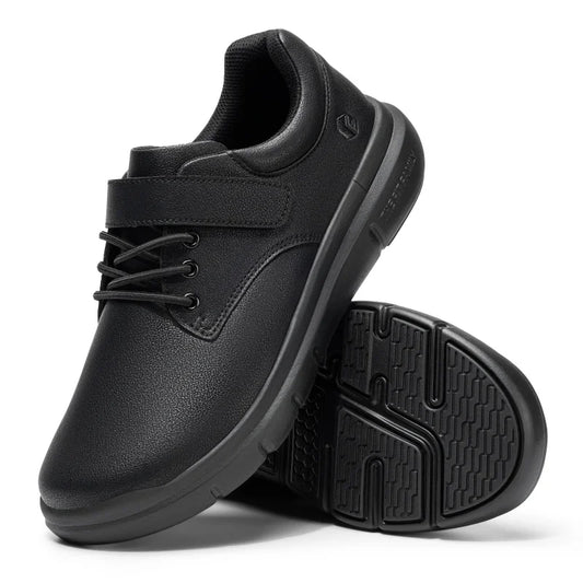 FitVille Men'S Diabetic Shoes Wide Width Leather Oxford Dress Walking Shoe Hook And Loop Orthopedic Sneakers For Swollen Foot