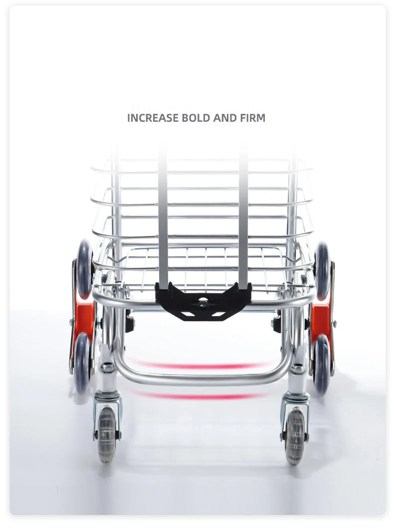 Grocery Cart Portable Aluminum Alloy Shopping Folding Trolley Big Capacity Lightweight Step Climbing Folded Trolley