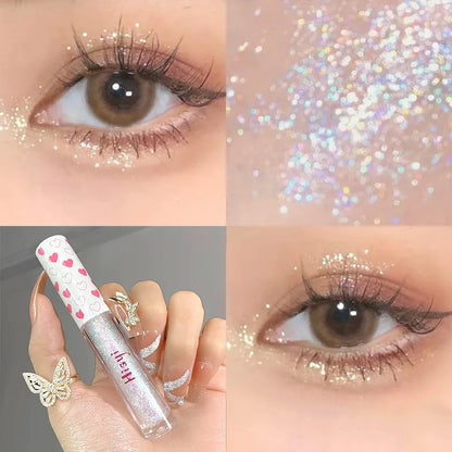 6 Colors Glitter Liquid Eyeshadow Waterproof Pearlescent Shiny Eye Shadow Highlighter Sequins Lying Silkworm Makeup Beauty Tool