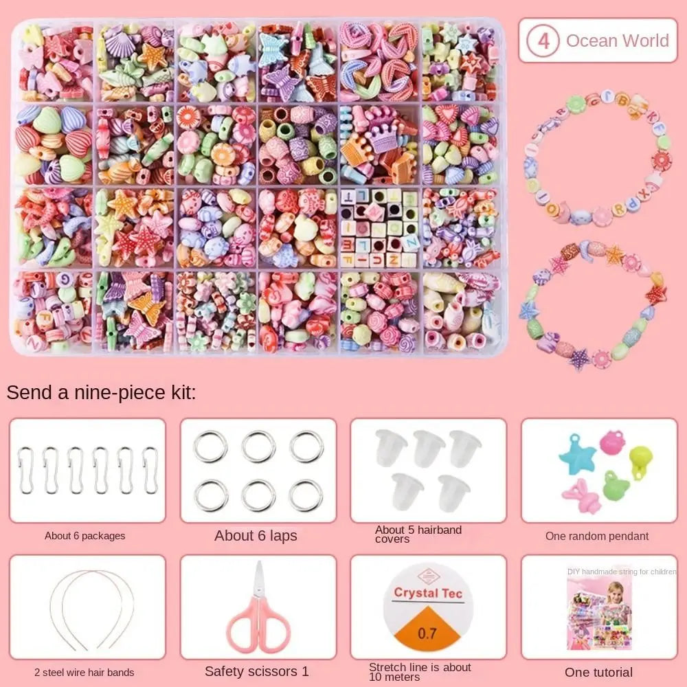 Arts Crafts DIY Handmade Beaded Kit Toy DIY Toy Jewelry Set DIY Making Beads Kit Toy Kawaii Creative