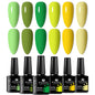 Blushimmer 6-piece nail gel polish set with vibrant, semi-permanent UV gel for all-season manicures and nail art.