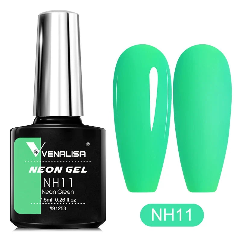 Bright neon pink gel nail polish by Blushimmer, featuring vibrant UV and LED fluorescence for summer nail art.