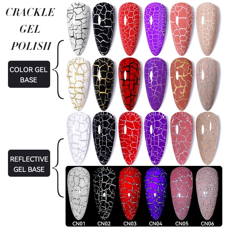 LILYCUTE 7ml neon crackle gel nail polish by Blushimmer featuring fluorescent, quick-drying UV gel for vibrant summer nail art.