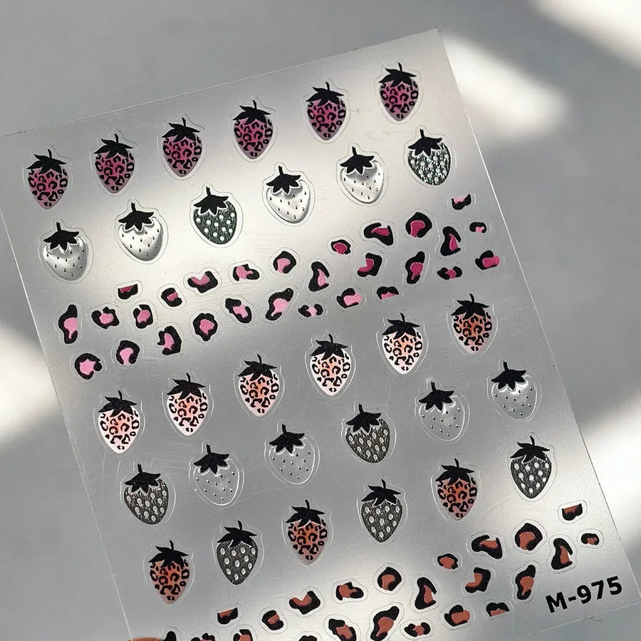 Cute Juicy Red Cherry Bowknot 5D nail art stickers with shiny rhinestones, perfect for DIY manicure decoration by Blushimmer.