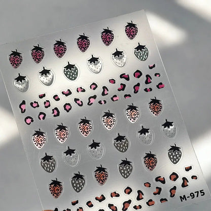 Cute Juicy Red Cherry Bowknot 5D nail art stickers with shiny rhinestones, perfect for DIY manicure decoration by Blushimmer.