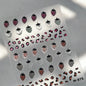 Cute Juicy Red Cherry Bowknot 5D nail art stickers with shiny rhinestones, perfect for DIY manicure decoration by Blushimmer.
