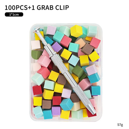 Set of 25/50/100 square nail art sponges with gradient design, used for gel polish manicure nail brushes and gradient nail art.