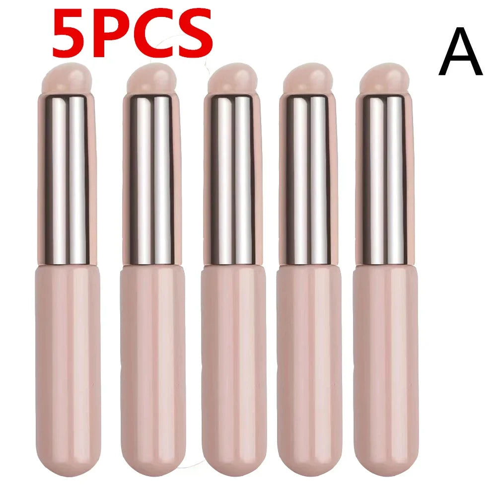 Blushimmer silicone lip brush with cover cap, soft round head concealer brush for precise lipstick and makeup application.