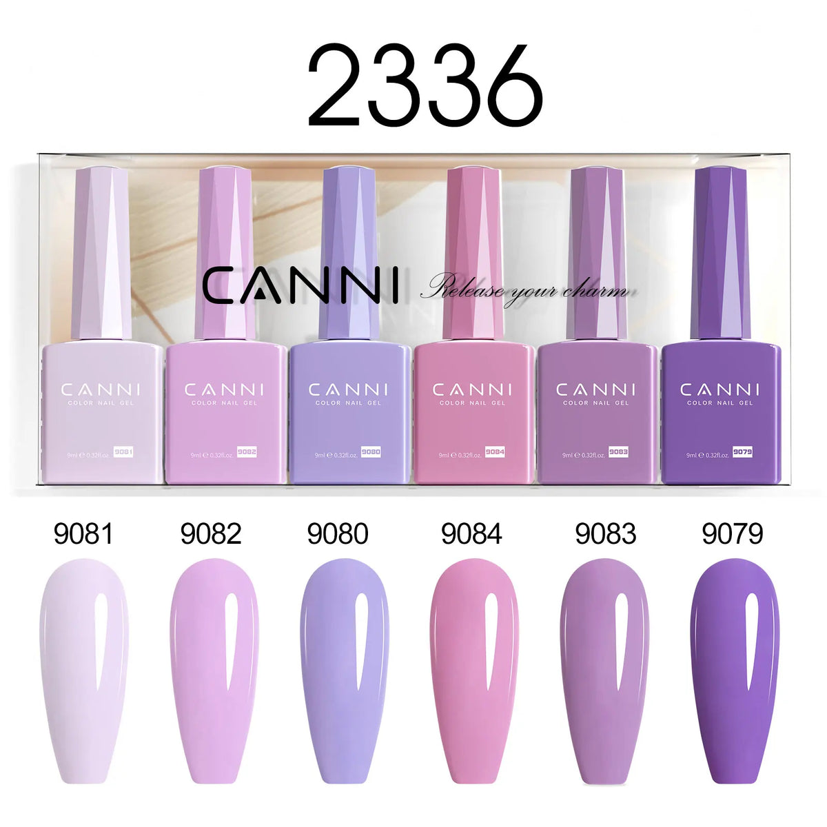 Blushimmer 6pcs 9ml CANNI nail gel polish kit with jade, nude, jelly pink shades, HEMA free, perfect for French and natural nail designs
