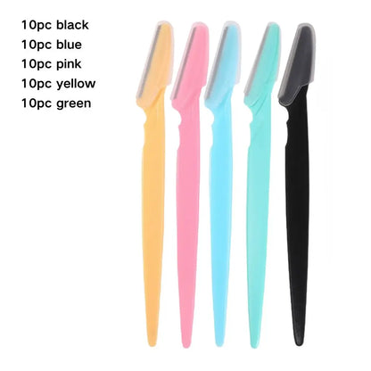 Blushimmer eyebrow trimmer with precision blades, portable face razor for hair removal and eyebrow shaping, close-up view of the cutter blades.