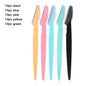Blushimmer eyebrow trimmer with precision blades, portable face razor for hair removal and eyebrow shaping, close-up view of the cutter blades.