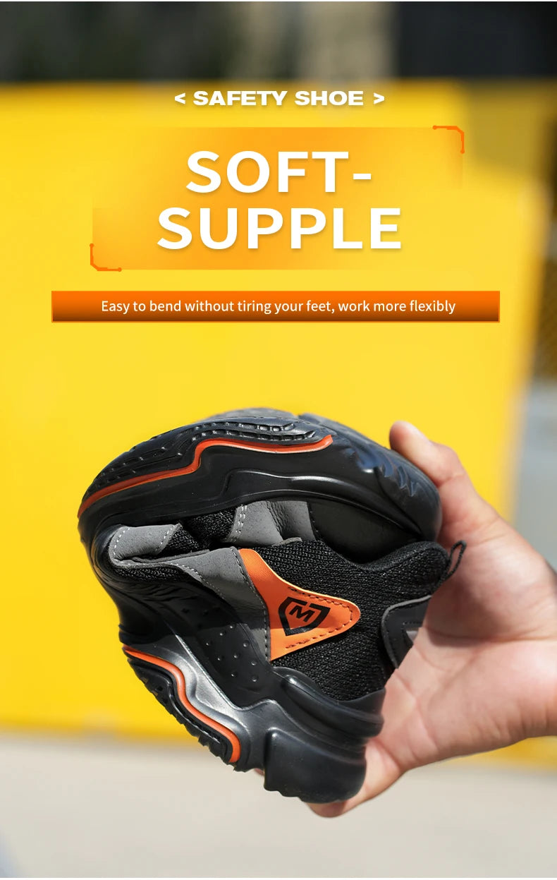 Slip On Safety Shoes Work Boots Steel Toe Men Non-Slip Lightweight Breathable Industrial Shoes Anti shock Protective Boots