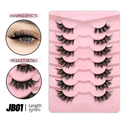 Blushimmer GROINNEYA half lashes with soft, natural faux mink wispy design and clear band for natural eyelash extension look.