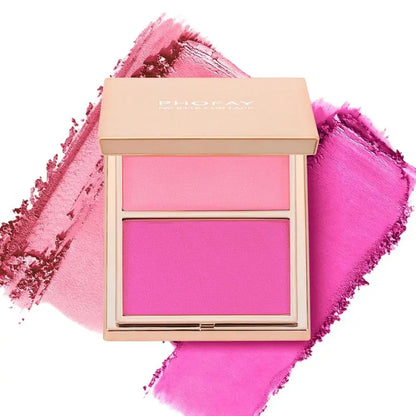 Blushimmer contour blush palette with natural matte dual-color cream powder for long-lasting, pigmented face sculpting makeup.