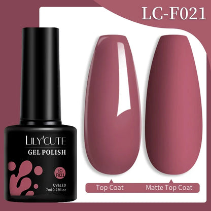 Colorful 7ml Blushimmer Lilycute gel nail polish bottles in various shades, showcasing vibrant semi-permanent UV gel for manicures.