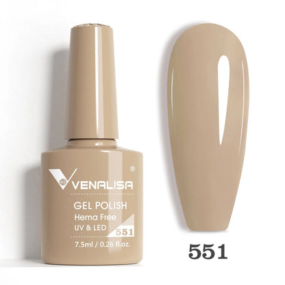 Blushimmer Venalisa HEMA TPO free glitter gel nail polish in pink nude with full coverage for UV and LED French manicure.