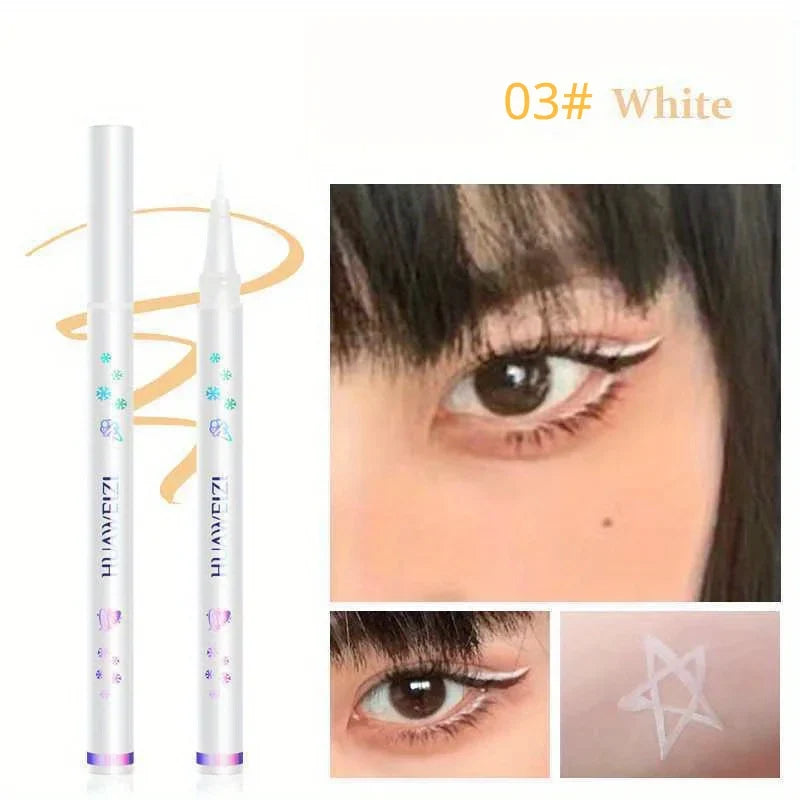 Blushimmer waterproof matte white liquid eyeliner pen with ultra-thin precision tip, ideal for detailed eye makeup.