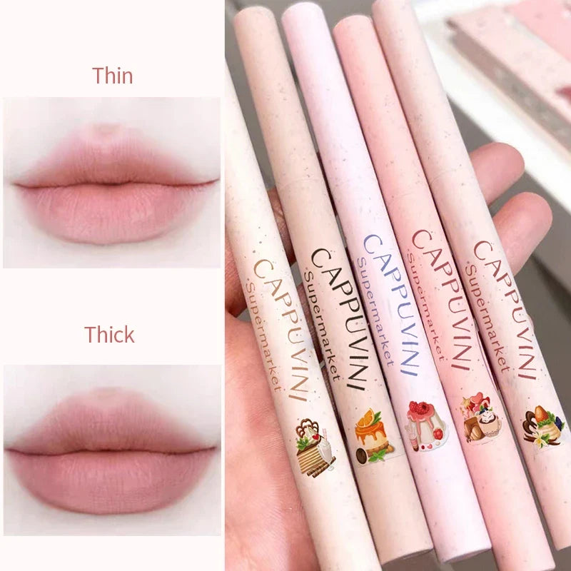 Blushimmer CAPPUVINI matte lip liner pencil for defining lips, waterproof, long-lasting lipstick pen with precise tip in sleek black design.