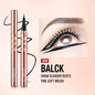 Blushimmer O.TWO.O Slim Liquid Eyeliner in black, waterproof formula, shown with precise application on eyelids.