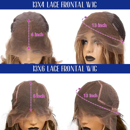 Selvanelle P4/27 Highlight Body Wave 40-inch human hair wig with transparent Swiss lace frontal and high density for a natural look.