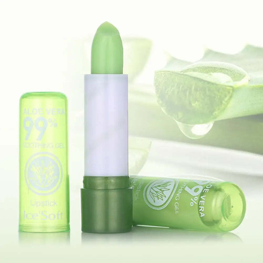 Blushimmer Aloe Vera moisturizing lipstick and lip balm set with color-changing, nourishing, and anti-drying properties for soft lips
