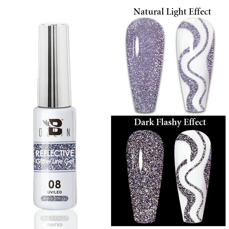 Blushimmer 5ML gold and silver metallic gel polish with chrome mirror effect, ideal for French and UV LED semi-permanent nails.