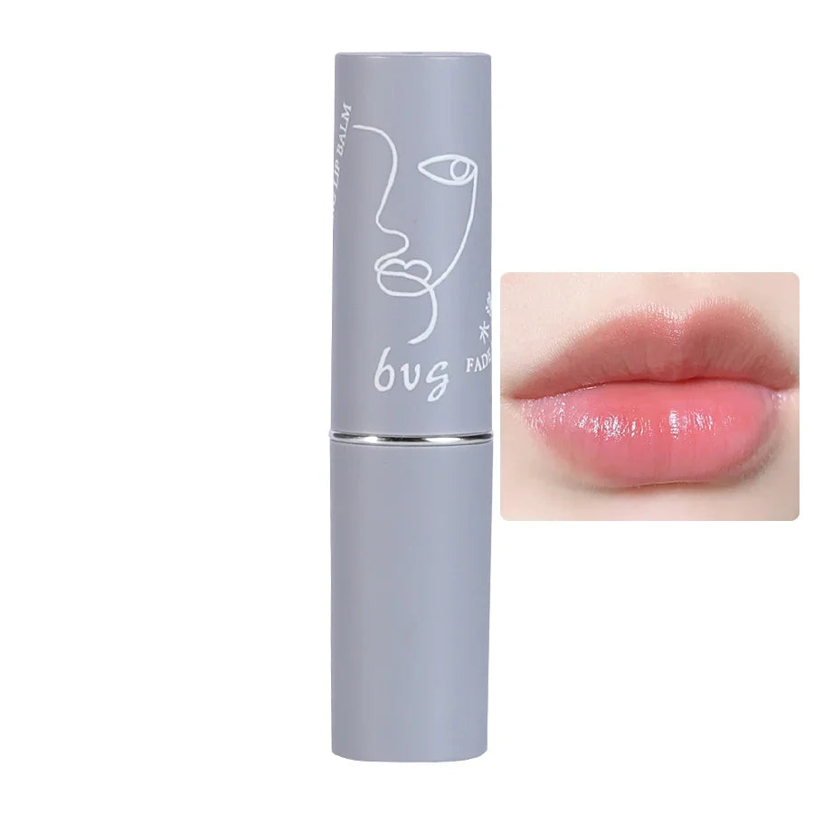 Blushimmer moisturizing repair lip balm with long-lasting nourishment, anti-cracking, waterproof formula, applied on smooth lips.