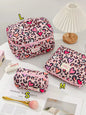 Cute quilted cotton makeup bag by Blushimmer, zipper closure, portable cloth cosmetic organizer with box shape for women and girls.