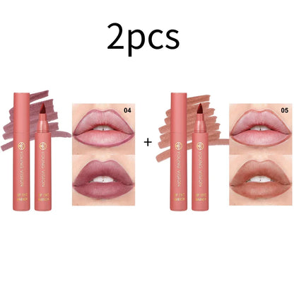 Blushimmer lip tint pen with 6 matte water lipstick shades, featuring a non-stick cup, long-lasting formula, and smooth lip liner.
