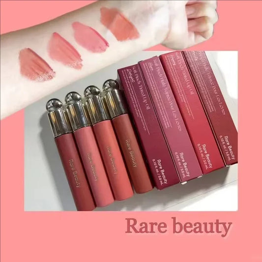 Blushimmer Rare Beauty liquid lip gloss with hydrating, nourishing tinted lip oil, featuring a smooth, natural, lightweight finish.