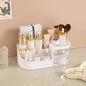 Blushimmer makeup storage box with compartments for cosmetics, jewelry, nail polish, and small dorm room essentials on desktop