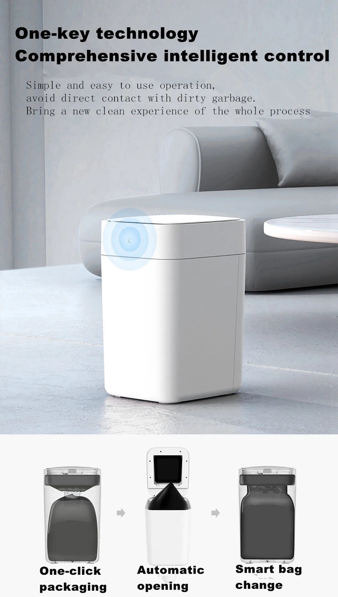 Townew T1S Smart Sensor Kitchen Garbage Bin Waterproof Home Bathroom Garbage With Lid Sensing Garbage Bin Automatic Packaging