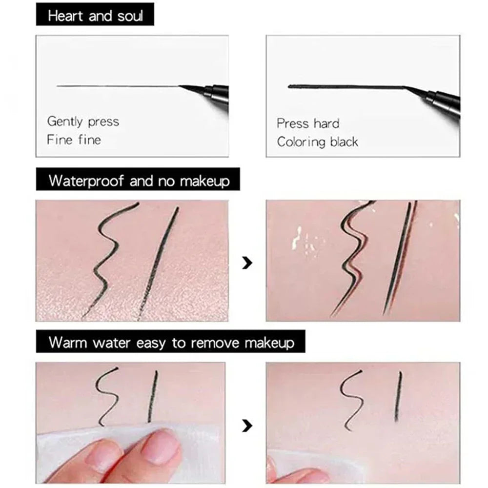 Blushimmer waterproof liquid eyeliner pen with quick-dry, long-lasting matte finish and anti-smudge formula for precise eye makeup.