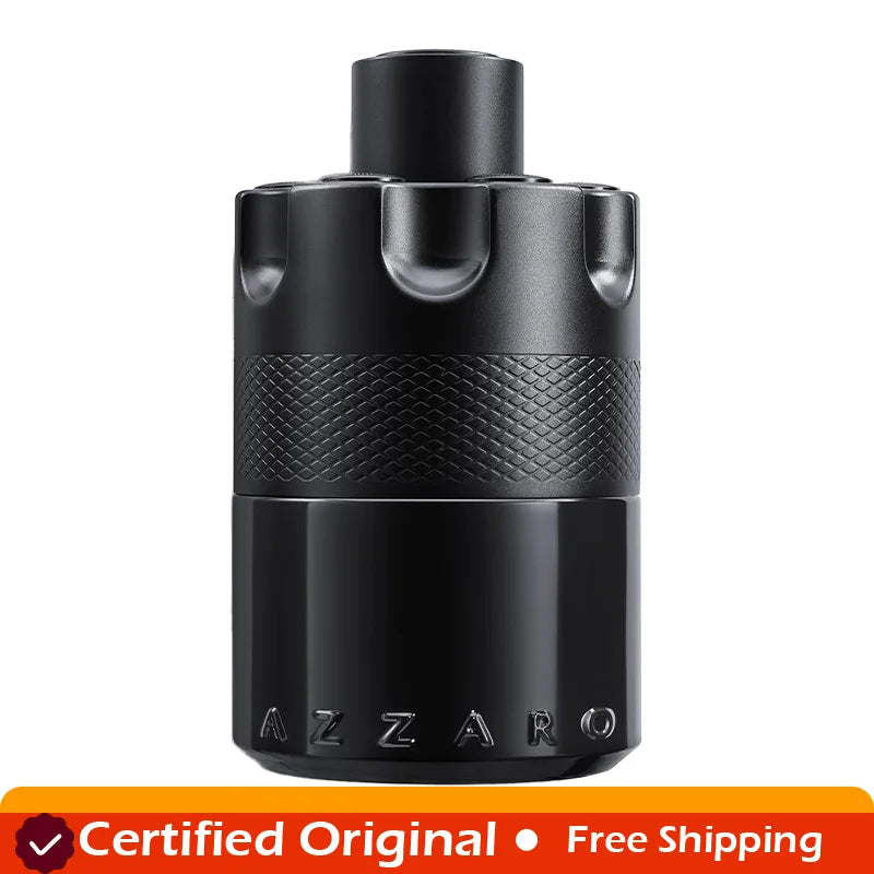 Azzaro The Most Wanted Eau de Parfum Intense bottle, woody and seductive men's cologne with fougère scent, on a neutral background.