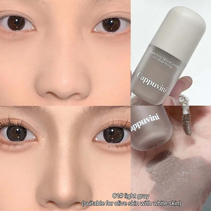 Grey and brown facial contour shadow cream by Blushimmer, liquid contouring stick with 3D nose shadow and brightening bronzer.
