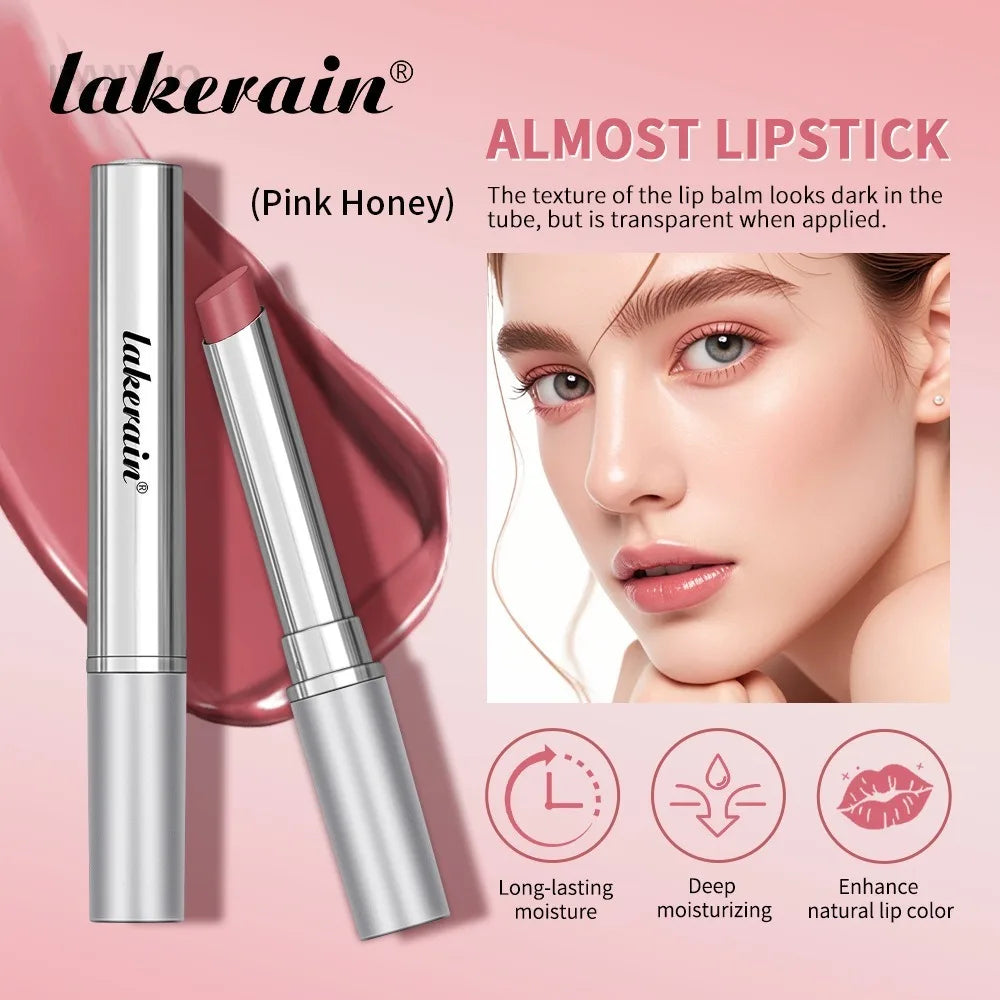 Blushimmer Vitamin E pink honey lipstick and lip balm, nourishing, moisturizing, tinted, natural color, smooth and plumping lips.