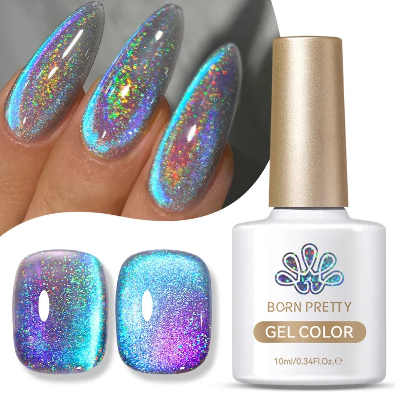 Blushimmer BORN PRETTY 10ml purple grape cat magnetic gel nail polish with glass beads and whitening guava finish.