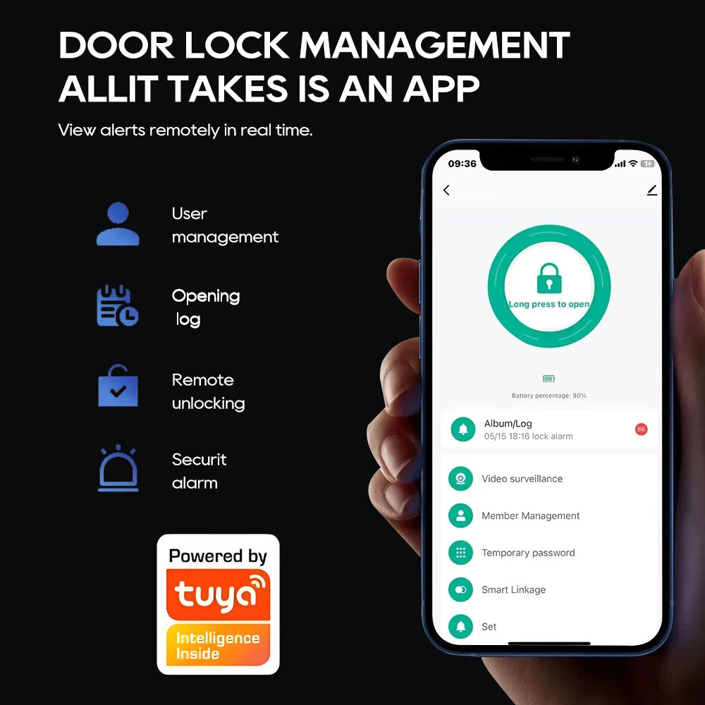 SANKESONG Tuya Smart 3D Face Door Lock Security Camera Monitor Intelligent Fingerprint Password Biometric Electronic Key Unlock