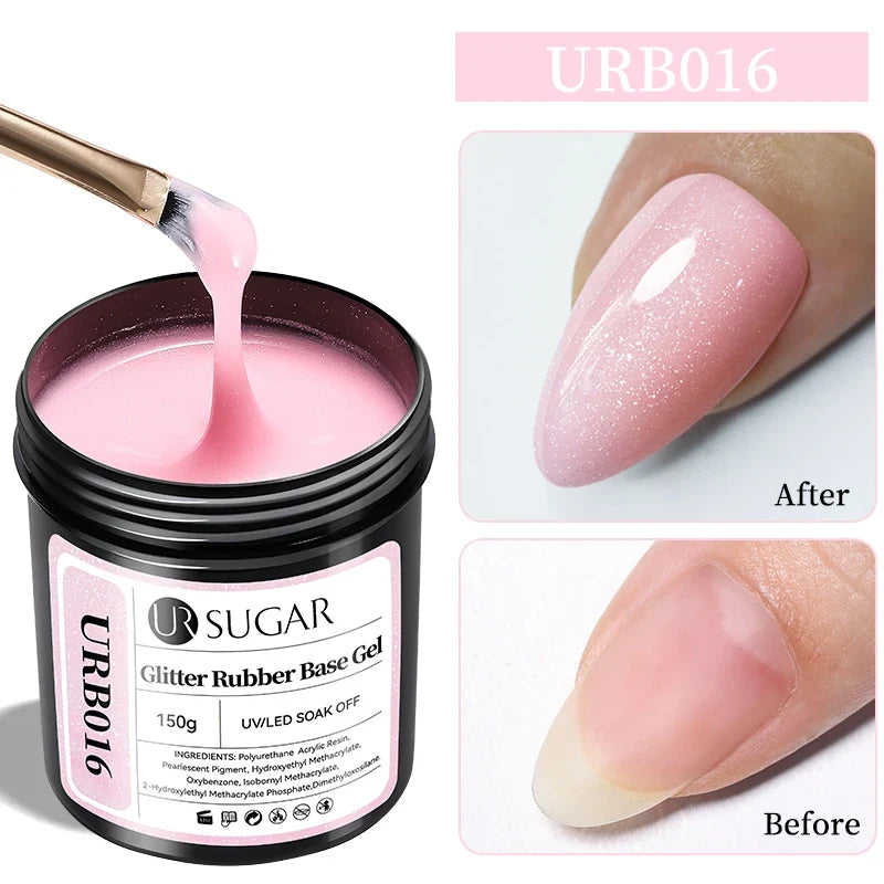 UR SUGAR 150g Rubber Base Gel Nail Polish Sparking Aurora Glitter Rubber Varnish Soak Off Semi permanent UV LED Gel Manicure