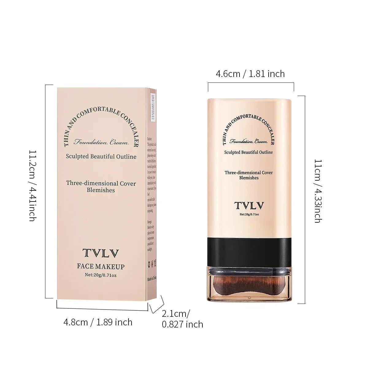 TVLV eraser foundation make-up stick 20g, with brush to brighten skin liquid foundation, long-lasting makeup concealer