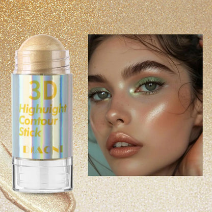 Blushimmer 3D face highlighter stick with 6 colors, containing contour, bronzer, shimmer, and concealer for makeup enhancement