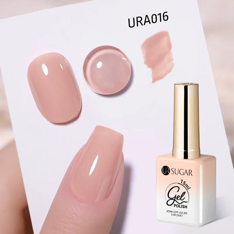 Blushimmer UR SUGAR 15ml translucent white jelly gel polish for semi-permanent UV nail art and soak-off gel varnish.