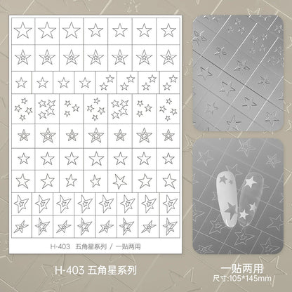 Kaniu Transparent Hollow French Nail Stickers Snowflake Starry Design Nail Art Decal Self-Adhesive Manicure Stencil Template