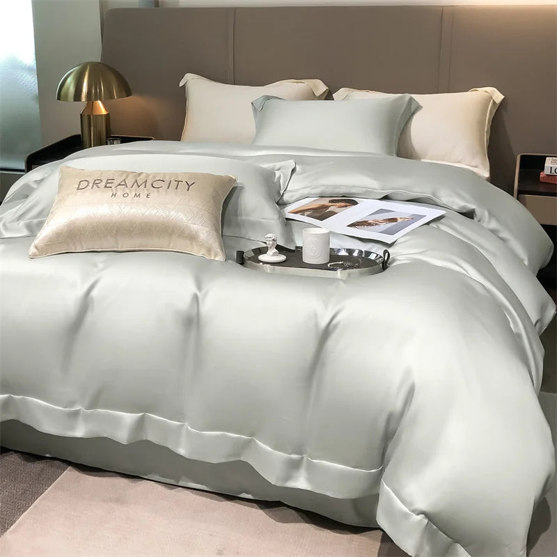 Silky 100% Bamboo Bedding Set Organic Pure Bamboo Duvet Cover Set with Quilt Cover Bed Sheet Pillowcase Luxury Cooling Bed Linen