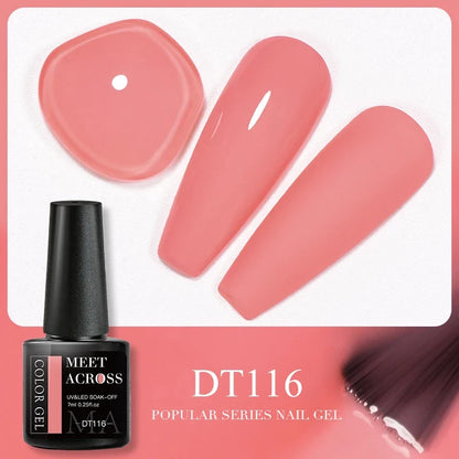 Blushimmer MEET ACROSS pink dried flower gel nail polish with natural floral design for UV LED nail art and soak-off varnish.