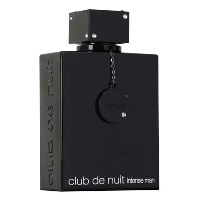 Limited edition Armaf Club De Nuit Intense men's cologne Pure Parfum 3.6 oz, new in box, showcasing the elegant bottle design.