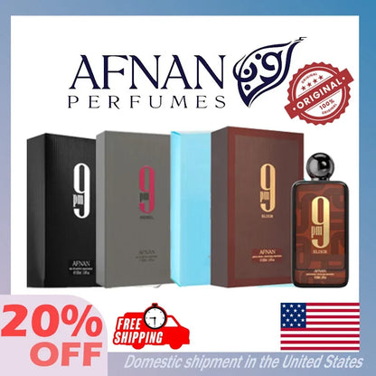 Original AFNAN 9AM 9PM Rebel Dive cologne for men, 100ML, high-quality Eau De Toilette with elegant Arabic perfume design.